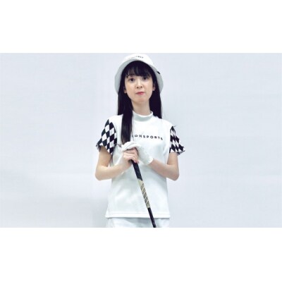 マイクロタフレッチ レディース アーガイルモックネックシャツ/ホワイト/3Lサイズ