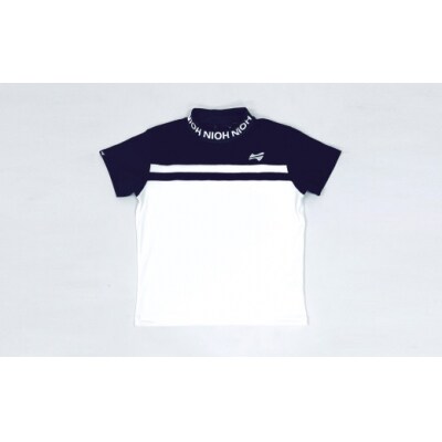 マイクロタフレッチ メンズ ロゴカラーモックネックシャツ/ブラック/3Lサイズ