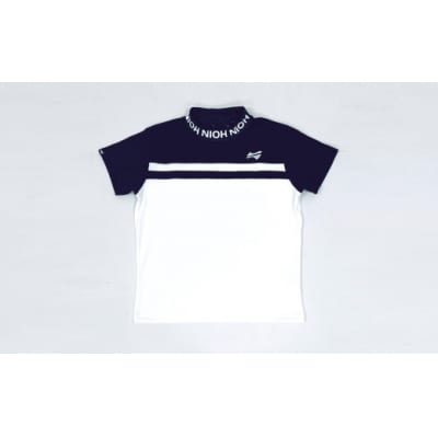 マイクロタフレッチ メンズ ロゴカラーモックネックシャツ/ブラック/4Lサイズ