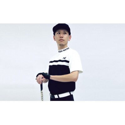 マイクロタフレッチ メンズ ロゴカラーモックネックシャツ/ホワイト/3Lサイズ