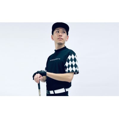 マイクロタフレッチ メンズ アーガイルモックネックシャツ