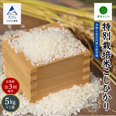 コシヒカリ 定期便 5kg×3回 令和7年産 新米 特別栽培米こしひかり 【農家ふじた】