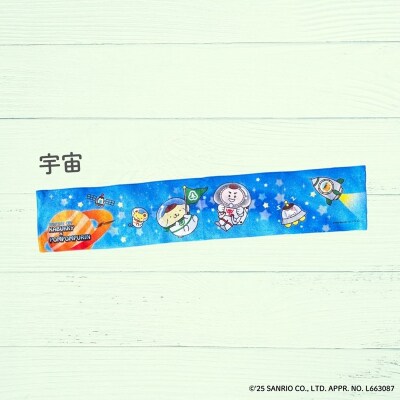 【小松市限定デザイン】 ポムポムプリン×カブッキー マフラータオル2枚セット(宇宙・緑チェック) 