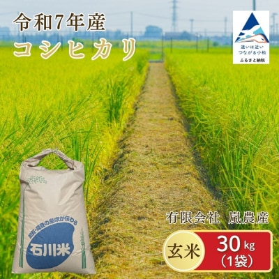 コシヒカリ 玄米 30kg 令和7年産 米 コメ お米 げんまい 石川県産 小松市産 嵐農産