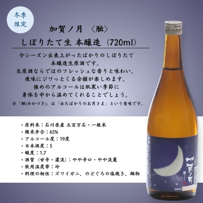 【冬季限定】加賀ノ月 月光 無濾過(720ml)・朏(みかづき) しぼりたて生(720ml) 日本酒