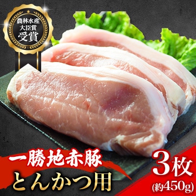 農林水産大臣賞受賞 一勝地 赤豚 とんかつ用 3枚(約450g)【淋種豚場】FKP9-496