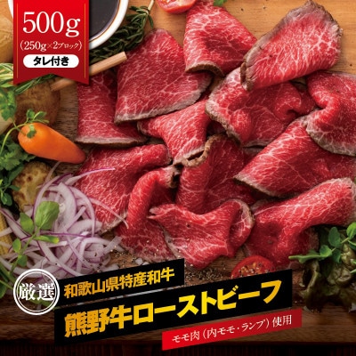 特選黒毛和牛 熊野牛 赤身ローストビーフ 約500g(250g×2パック) タレ付き【mtf101】