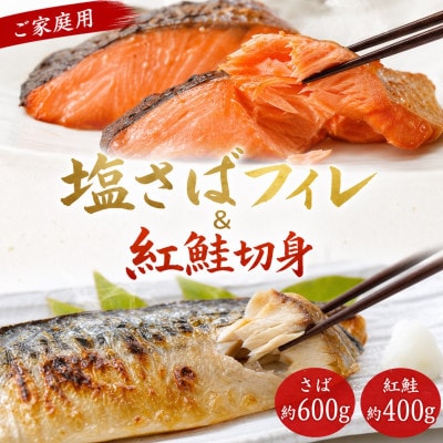 【ご家庭用訳あり】人気の塩さばフィレ&紅鮭切身セット計1kg【uot796C】