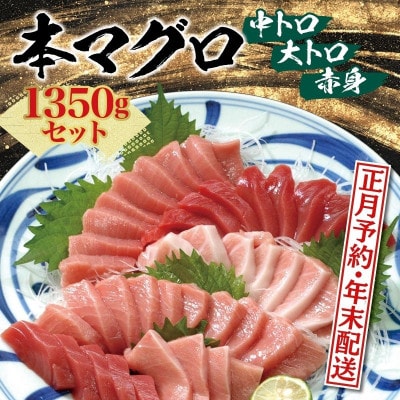 【年末発送・正月予約】本マグロ(養殖)トロ&赤身セット 1350g【nks111-sg】