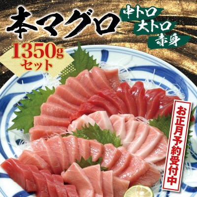 【2026年 年末発送・正月予約】本マグロ(養殖)トロ&赤身セット 1350g【nks111-sg】