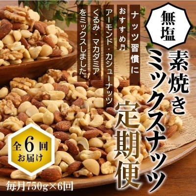 無塩の素焼きミックスナッツ6ヶ月≪定期便≫　750g×6ヶ月　H059-112