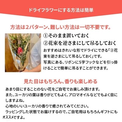 生花でお届け、自宅で簡単ドライフラワーに ユーカリとワイルドフラワーの花束　H143-017