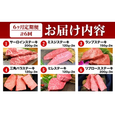 【6ヶ月定期便】熊本あか牛 あか牛 ステーキ 食べ比べ 定期便 6回(6ヶ月) 道の駅竜北