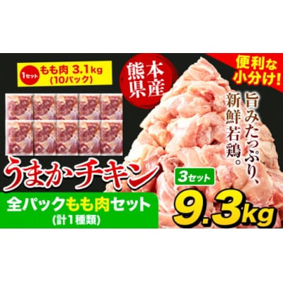 うまかチキン 全パックもも肉セット(計1種類) 合計9.3kg 3.1kg×3セット