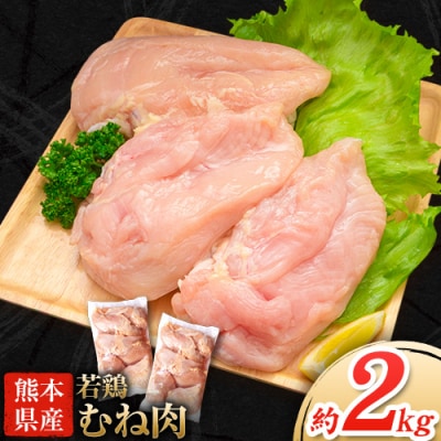 鶏肉 熊本県産 若鶏むね肉  2kg 《30日以内に出荷予定(土日祝除く)》