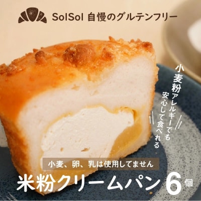 グルテンフリー 米粉クリームパン 6個(3種類×2個)　H083-019