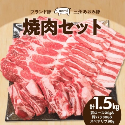 “三州あおみ豚” 焼肉セット 計1.5kg(肩ロース&豚バラ&スペアリブ)H030-011