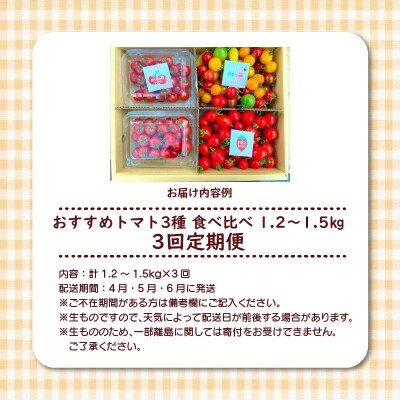 【個数限定】トマト3種 食べ比べ 1.2～1.5kg 3回定期便　H004-138