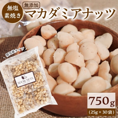 【個包装タイプ】無塩で素焼きのマカダミアナッツ 無添加 750g(25g×30袋)H059-149