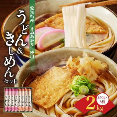 愛知県産小麦100%「碧海の恵み」うどん&きしめん 250g×8袋 乾麺 冬用ギフトH008-243