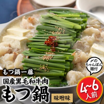 【もつ鍋一藤】国産黒毛和牛肉のもつ鍋味噌味(4～6人前)【もつ鍋・味噌味】.BD047