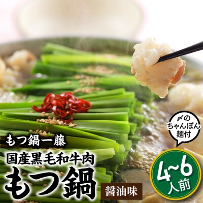 【もつ鍋一藤】国産黒毛和牛肉のもつ鍋醤油味(4～6人前)【もつ鍋・醤油味】.BD048