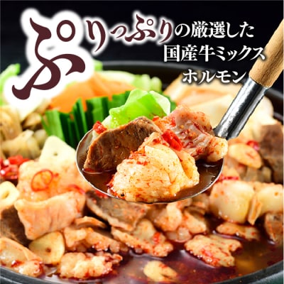 工場直販.得用もつ鍋(辛みそ)8～10人前【もつ鍋・味噌味】.AC200