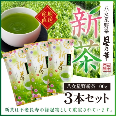 【新茶】八女星野茶(100g×3本)/2027年5月～7月中旬頃発送【八女茶】.AA329