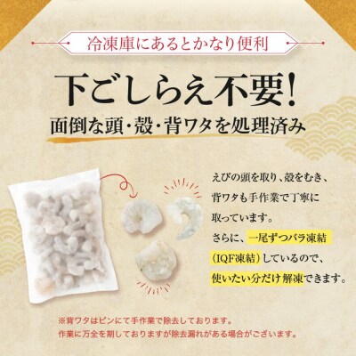 【全6回偶数月定期便】【背ワタ処理済み】大型バナメイむきえび約4kg(2kg×2パック)JBF002