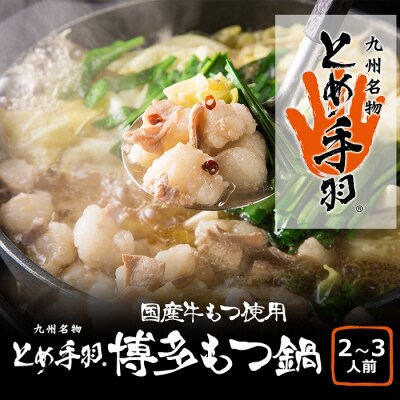 「とめ手羽」博多もつ鍋セット2〜3人前【味噌味】【もつ鍋・味噌味】.AC310