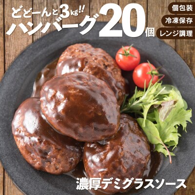 累計40万個突破!どーんと3kg!大容量デミハンバーグ【150g×20個】.AC317