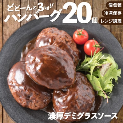 累計40万個突破!どーんと3kg!大容量デミハンバーグ【150g×20個】【訳あり】.AC317