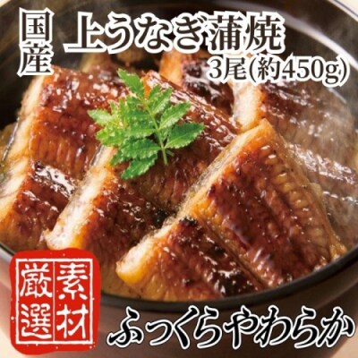 【国内産】上うなぎ蒲焼.3尾(約450g)『1~2ヶ月前後でお届け!!』.BA060