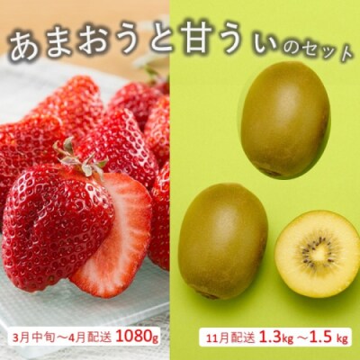 あまおう約1,080gと甘うぃ約1.3kg～1.5kgのセット【あまおう】【甘うぃ】.BC022
