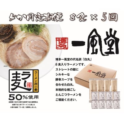 【全5回定期便】一風堂白丸ラー麦麺セット・8食(常温)【豚骨ラーメン】.EE022