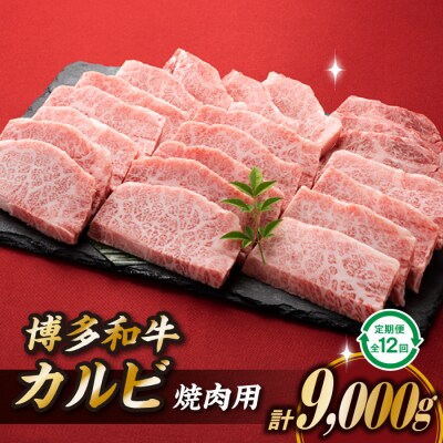 博多和牛カルビ焼肉(定期便:全12回).KAB007