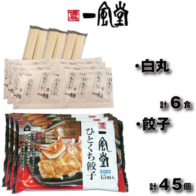 【一風堂】白丸ラー麦麺6食とひとくち餃子3袋セット【豚骨ラーメン】.AA445