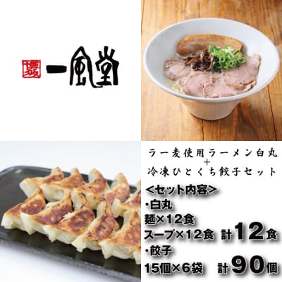 【一風堂】白丸ラー麦麺12食とひとくち餃子6袋セット【豚骨ラーメン】.AH155