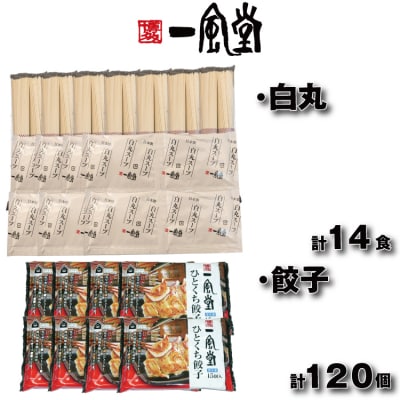【一風堂】白丸ラー麦麺14食とひとくち餃子8袋セット【豚骨ラーメン】.BB092