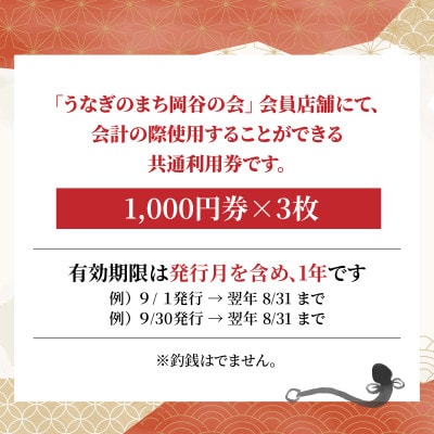 うなぎのまち岡谷の会　共通利用券　3000円分