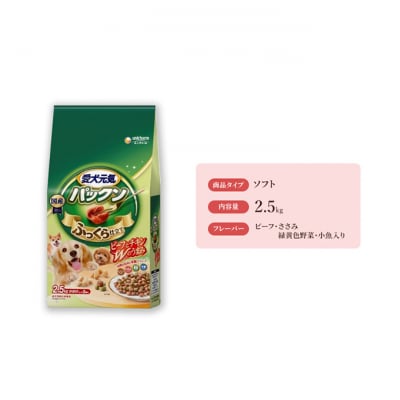 愛犬元気パックン ビーフ・ささみ・緑黄色野菜・小魚入り 2.5kg×4袋[54030486]