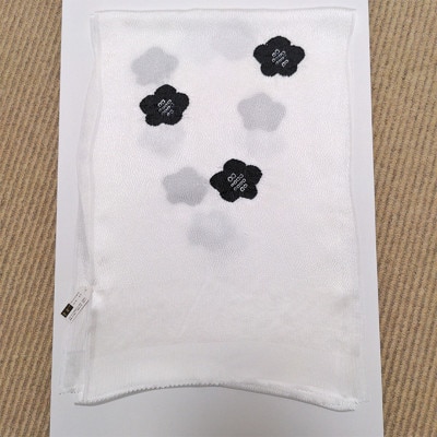 帯揚げ　輪出し　白地にブラック　和装 伝統技術 [54030418]