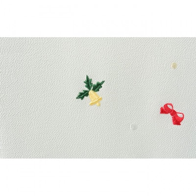 帯揚げ　白地　ちりめん　クリスマスの刺繍 [54030234]