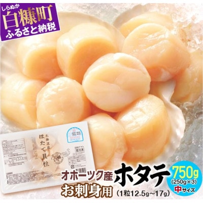 NAオホーツク産 刺身用ホタテ玉冷 750g(250g×3) 小分けパック