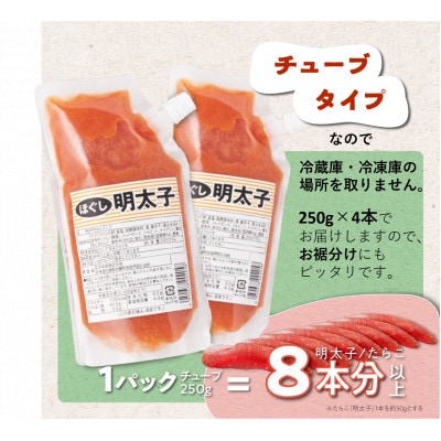キャップ付きチューブタイプ ほぐし辛子明太子 1kg(250g×4)