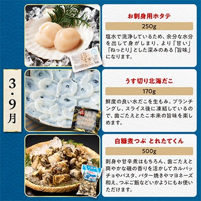 【発送月固定定期便】<2024年11月以降順次発送開始>しらぬか海の恵みセット 全3回