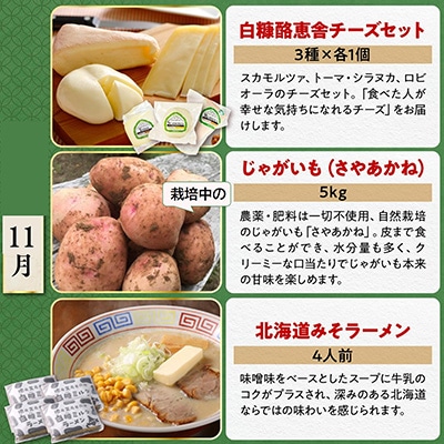 【発送月固定定期便】<2024年8月以降順次発送開始>しらぬか山の恵みセット 全3回