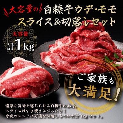【毎月定期便】白糠牛 赤身1kgセット(スライス800g、切落し200g)全3回