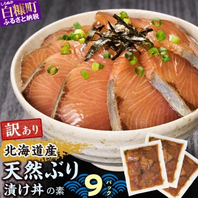 北海道産 天然ぶり (ハマチ) 漬け丼の素 900g (りゅうきゅう100g×9袋)