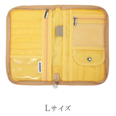 ミキハウス クマ&リボン刺繍の母子手帳ケース Lサイズ(ベージュ) (A284)